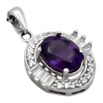 گردنبند آمیتیست الماس تراش نقره زنانه طرح ساقی ۱