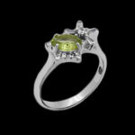 انگشتر زبرجد الماس تراش نقره زنانه طرح زمانه