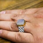 انگشتر عقیق کبود یمنی نقره مردانه طرح آتبین - Image 2