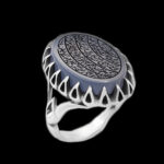 انگشتر عقیق کبود نقره مردانه طرح آیت الکرسی