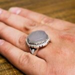 انگشتر عقیق کبود نقره مردانه طرح هشت ضلعی یا رقیه (س) - Image 2