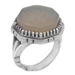 انگشتر عقیق کبود نقره مردانه طرح هشت ضلعی یا رقیه (س)