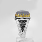 انگشتر عقیق کبود یمنی نقره مردانه طرح آرین - Image 4