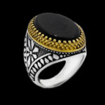 انگشتر عقیق مشکی نقره مردانه طرح ارشیا