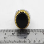 انگشتر عقیق مشکی نقره مردانه طرح دورطلایی فاخر اسحاق - Image 4