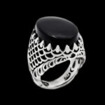 انگشتر عقیق مشکی نقره مردانه طرح فاخر اسد