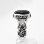 انگشتر عقیق مشکی نقره مردانه طرح فاخر "ناد علیا مظهر العجائب" - Image 3