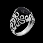 انگشتر عقیق مشکی نقره مردانه طرح اشکان