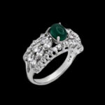 انگشتر عقیق سبز نقره زنانه طرح باران