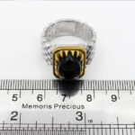 انگشتر عقیق مشکی نقره مردانه طرح ساعت رولکسی دورطلایی رودک - Image 3