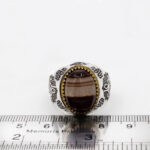 انگشتر عقیق سلیمانی فانتزی دور طلایی نقره مردانه طرح فانتزی یا علی (ع) - Image 4