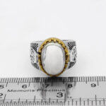 انگشتر عقیق باباقوری نقره مردانه طرح دور طلایی سام - Image 4