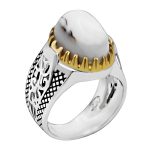 انگشتر عقیق باباقوری نقره مردانه طرح دور طلایی سام