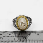 انگشتر دور طلایی عقیق باباقوری نقره مردانه طرح پیام - Image 4