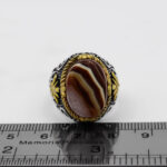 انگشتر دور طلایی عقیق سلیمانی نقره مردانه طرح توماج - Image 3