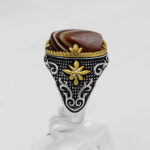 انگشتر دور طلایی عقیق سلیمانی نقره مردانه طرح توماج - Image 4