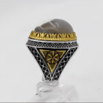 انگشتر دور طلایی عقیق باباقوری نقره مردانه طرح جابر - Image 4