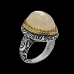 انگشتر دور طلایی عقیق باباقوری نقره مردانه طرح جاهد - Image 5