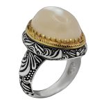 انگشتر دور طلایی عقیق باباقوری نقره مردانه طرح جاهد