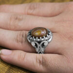 انگشتر عقیق باباقوری نقره مردانه طرح جلال - Image 2