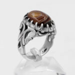 انگشتر عقیق باباقوری نقره مردانه طرح جلال - Image 4