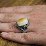 انگشتر عقیق باباقوری نقره مردانه طرح جهانگیر - Image 2