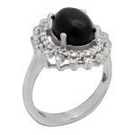 انگشتر عقیق مشکی نقره زنانه طرح سپیدناز