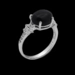 انگشتر عقیق مشکی نقره زنانه طرح ستا