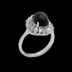 انگشتر عقیق مشکی نقره زنانه طرح ستاره - Image 4