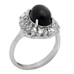 انگشتر عقیق مشکی نقره زنانه طرح ستاره