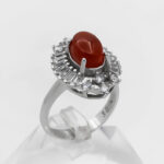 انگشتر عقیق سرخ نقره زنانه طرح شادرو - Image 2