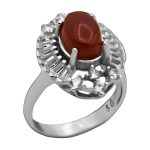 انگشتر عقیق سرخ نقره زنانه طرح شادرو