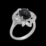 انگشتر عقیق مشکی نقره زنانه طرح ساحل