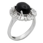 انگشتر عقیق مشکی نقره زنانه طرح سارا