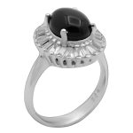 انگشتر عقیق مشکی نقره زنانه طرح سارای