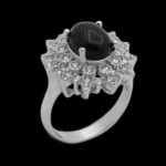 انگشتر عقیق مشکی نقره زنانه طرح سارینا