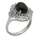 انگشتر عقیق مشکی نقره زنانه طرح ساریه