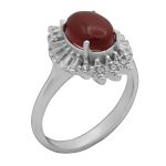 انگشتر عقیق سرخ نقره زنانه طرح ساره