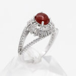 انگشتر عقیق سرخ نقره زنانه طرح سایان - Image 2