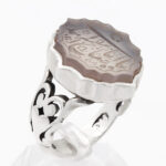 انگشتر عقیق کبود یمنی نقره مردانه طرح یا اباصالح المهدی - Image 2