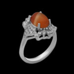 انگشتر عقیق سلیمانی نقره زنانه طرح شادی - Image 4