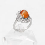 انگشتر عقیق سلیمانی نقره زنانه طرح شادی - Image 2