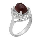 انگشتر عقیق سلیمانی نقره زنانه طرح شادیا