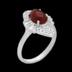 انگشتر عقیق سلیمانی نقره زنانه طرح شالیز - Image 4