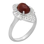 انگشتر عقیق سلیمانی نقره زنانه طرح شالیز