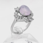 انگشتر عقیق کبود یمنی نقره زنانه طرح صباح - Image 3