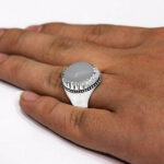 انگشتر عقیق کبود یمنی نقره دست ساز فاخر مردانه طرح فیلی دورچنگ - Image 3