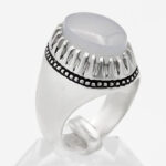 انگشتر عقیق کبود یمنی نقره دست ساز فاخر مردانه طرح فیلی دورچنگ - Image 2