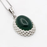 گردنبند عقیق سبز نقره زنانه طرح حوا - Image 3