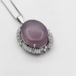 گردنبند عقیق کبود یمنی نقره زنانه طرح زهره - Image 3